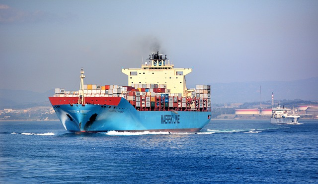 Maersk cargo ship sailing