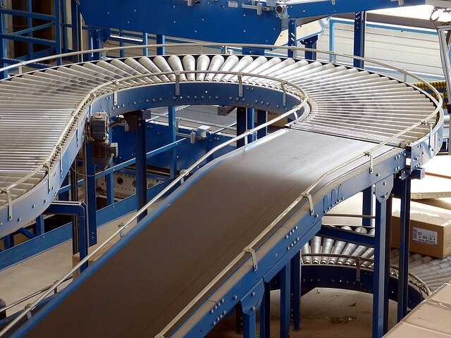 A conveyer belt in a factory