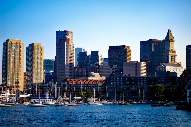 Skyscrapers in Boston along the shore