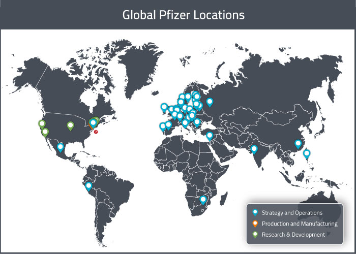 Map of Pfizer's global locations